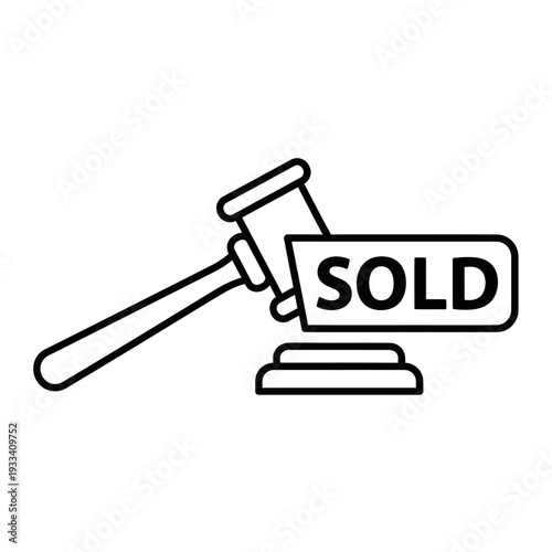 Auction Gavel with Sold Sign.