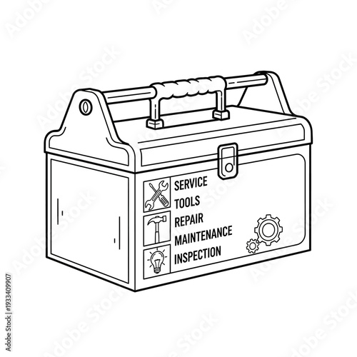 Toolbox with Service and Repair Labels.