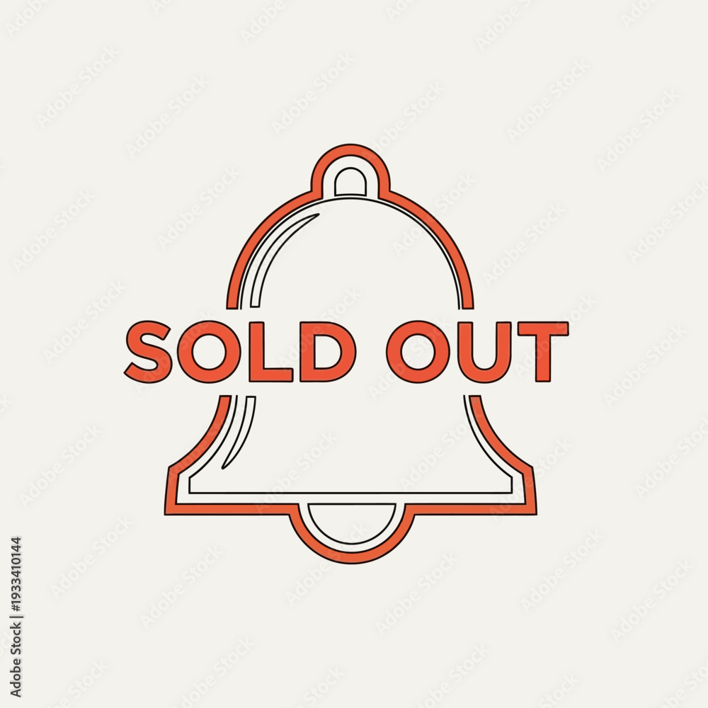 Fototapeta premium Bell Icon with Sold Out Label.