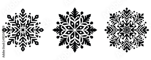 Simple line art snowflake icons christmas and winter decoration design