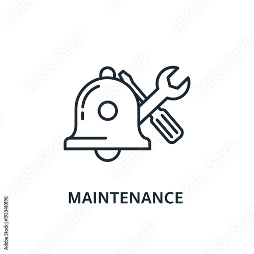 Maintenance Icon with Bell and Wrench.