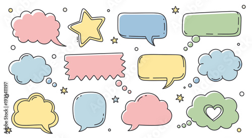 Hand-drawn Speech Bubbles and Thought Clouds Collection