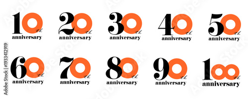 アニバーサリーロゴ_円環オレンジ｜エネルギッシュ,ポジティブ未来,情熱｜エンタメ,スポーツ,フィットネス,飲食,レジャー,サービス,コミュニティ｜Anniversary Logo