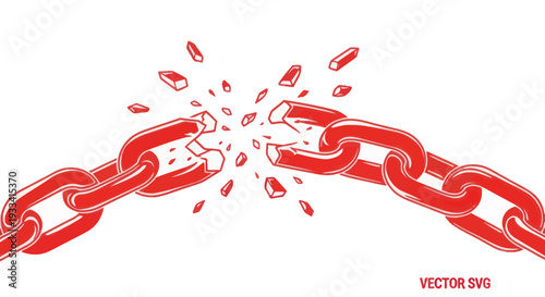 Broken Red Chain Symbolizing Freedom, Breaking Free, Independence, and Strength