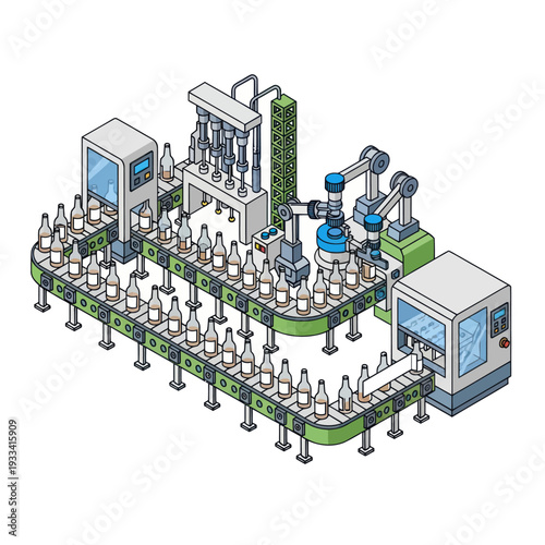 Automated Bottle Manufacturing Production Line Factory.