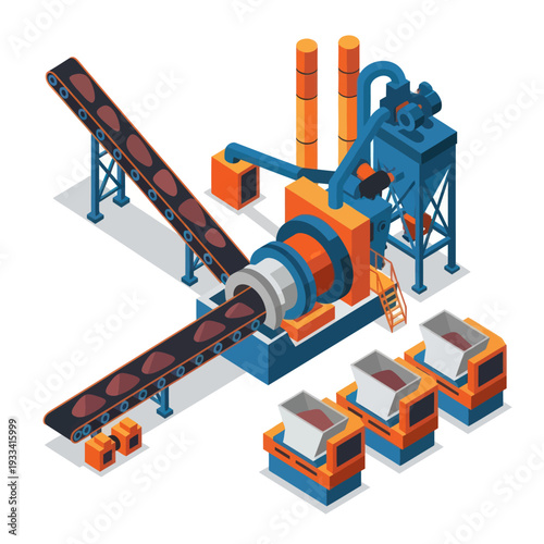 Industrial Manufacturing Equipment with Conveyor Belt.