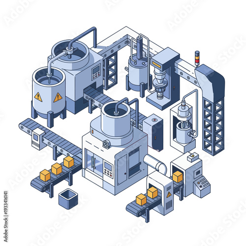 Industrial Manufacturing Plant with Conveyer Belt.