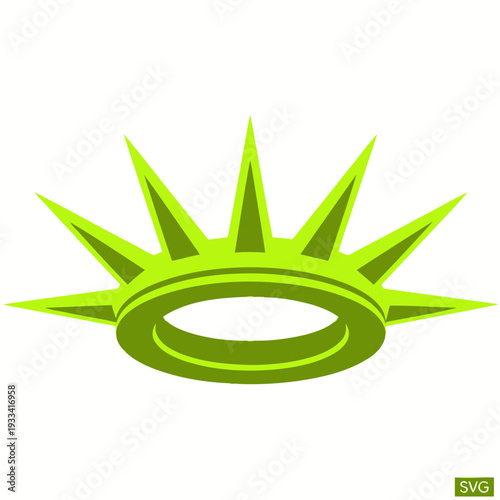 Green Spiky Crown Icon on White Background