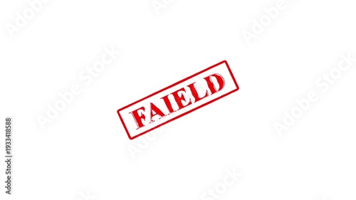 Failed stamp ,Red ‘FAILED’ stamp imprint animation on black background, business denial approval process, stamping motion leaving bold rejected mark.