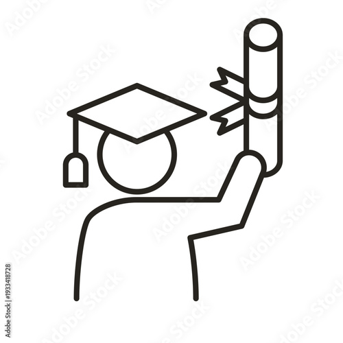 A person wearing a graduation cap holding a diploma, symbolizing academic achievement and completion of studies.