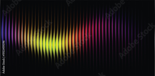 Vibrant, colorful sound wave pattern on dark background