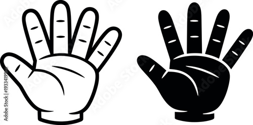 A pair of hands making the rock on sign with fingers spread apart in black and white