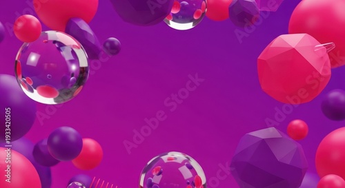 3d colorful balls on purple background