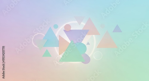 Abstract Geometric Shapes on Soft Pastel Gradient Background