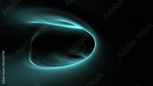 Abstract teal light trails flowing in dark space, futuristic glowing energy background