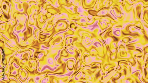 Vibrant abstract pattern with swirling yellow and pink shapes.
