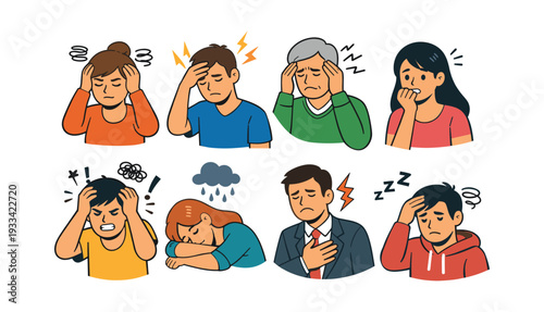 Individuals suffering from different symptoms such as headache, fatigue, chest pain, and mental stress