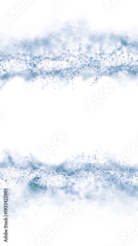 Abstract dotted wave particles on white background with copy space, soft motion and flowing digital pattern concept. Vertical seamless looping animation.
