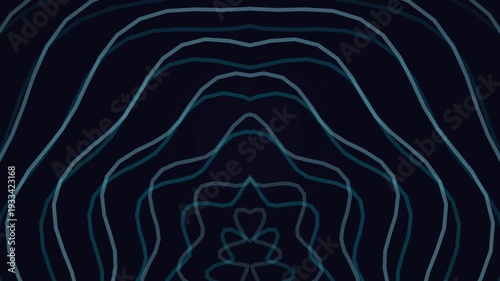 Abstract blue neon lines forming a symmetrical pattern on a dark background.