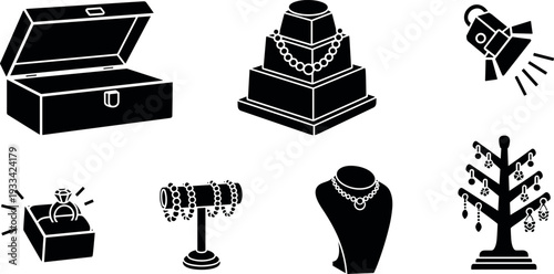 A collection of jewelry and accessories displayed on a white background on transparent background