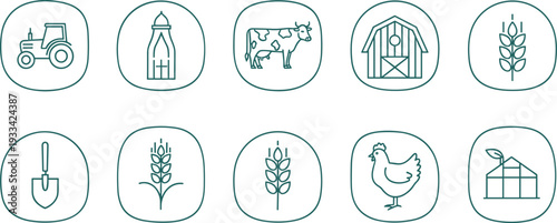Agricultural and farm icons set