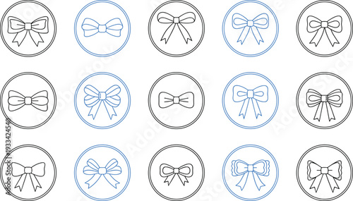 Collection of 15 blurry easter egg designs with bows