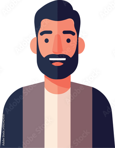 A smiling bearded man wearing a casual jacket on transparent background