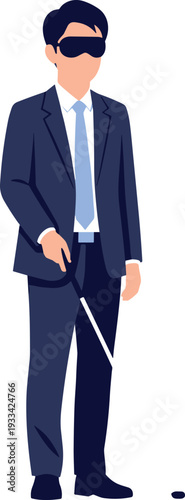 A businessman in a blue suit and sunglasses playing miniature golf on transparent background