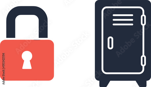 A digital safe and padlock symbolize security and protection on transparent background