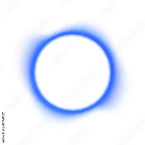 Neon blue circular frame with electric sparks isolated in PNG file. Bright energy ring glows with intense light reflections. Futuristic portal style graphic element.