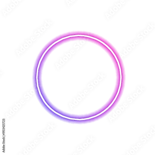 PNG neon circle emits radiant pink and purple glow. Smooth gradient transitions create futuristic depth. Ideal for UI templates and banners.