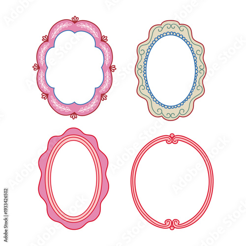 set of isolated oval frames 