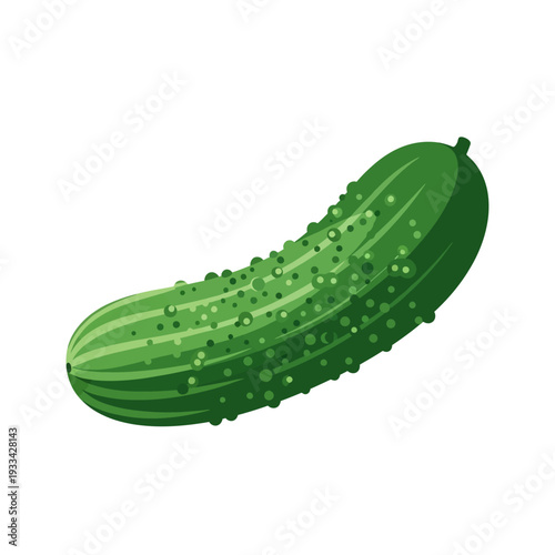 A vibrant green cucumber with a textured bumpy skin and subtle stripes, isolated on a white background.