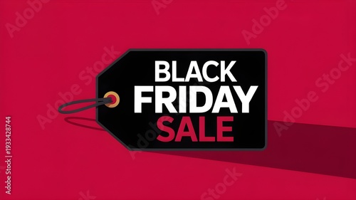 Black Friday sale tag with bold red and white text on black