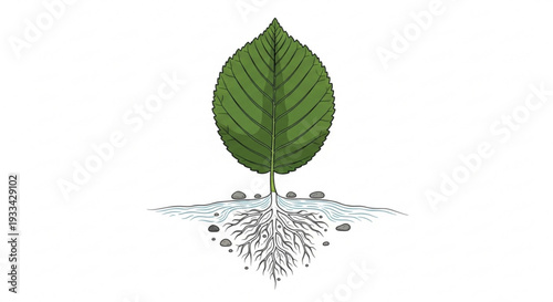 Green leafy plant with visible roots and soil symbolizing growth and nature