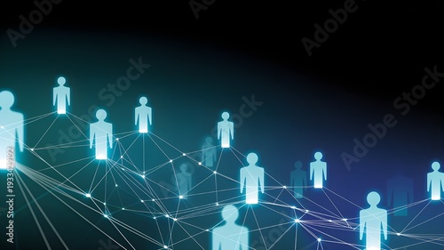 Glowing human network connections in modern digital space