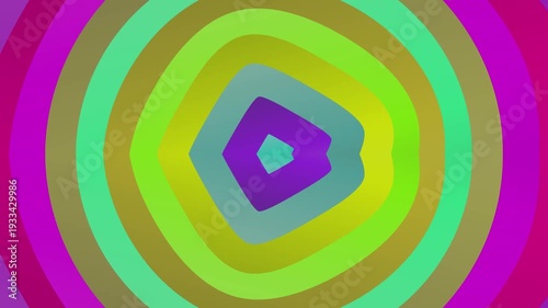Vibrant Concentric Shapes Animation Loop Video.