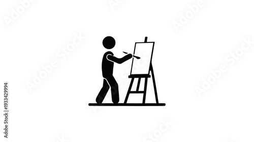 Artist Painting On Canvas Icon