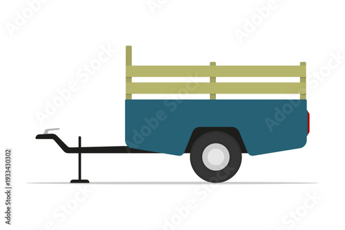 Small cargo trailer icon. Colored silhouette. Side view. Vector simple flat graphic illustration. Isolated object on a white background.