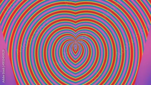 Vibrant Heart Shaped Spiral Patterns Animation.