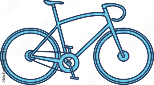 Bright blue bicycle with dark outline bike neon glowing tube outline