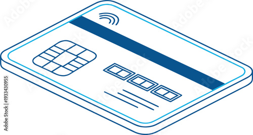 Glowing blue neon rectangle credit card