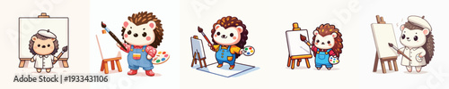 cute hedgehog vector painting on canvas