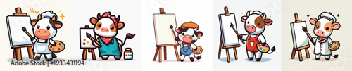 cute cow vector painting on canvas