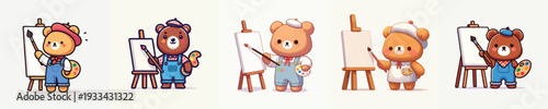 cute bear vector painting on canvas