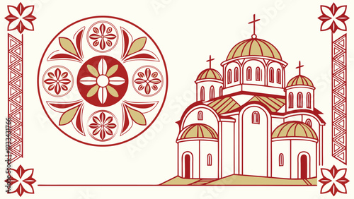 Red and gold of an Orthodox church with floral architecture