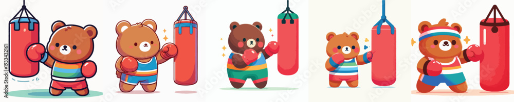 Obraz premium cute bear vector boxing training