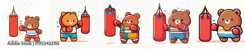 cute bear vector boxing training