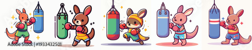 cute kangaroo vector boxing training