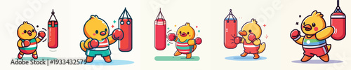 cute duck vector boxing training